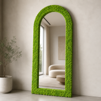Настенное и напольное большое зеркало в полный рост в форме арки в раме из стабилизированного мха MD012